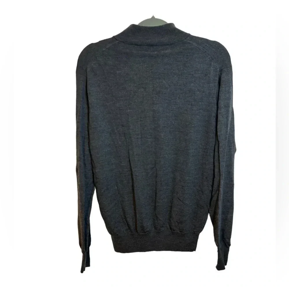 Peter Millar Merino Wool Gray Quarter Zip Sweater